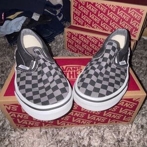 2 pairs Vans Black  Checkered Slip-On Sneakers great condition canvas